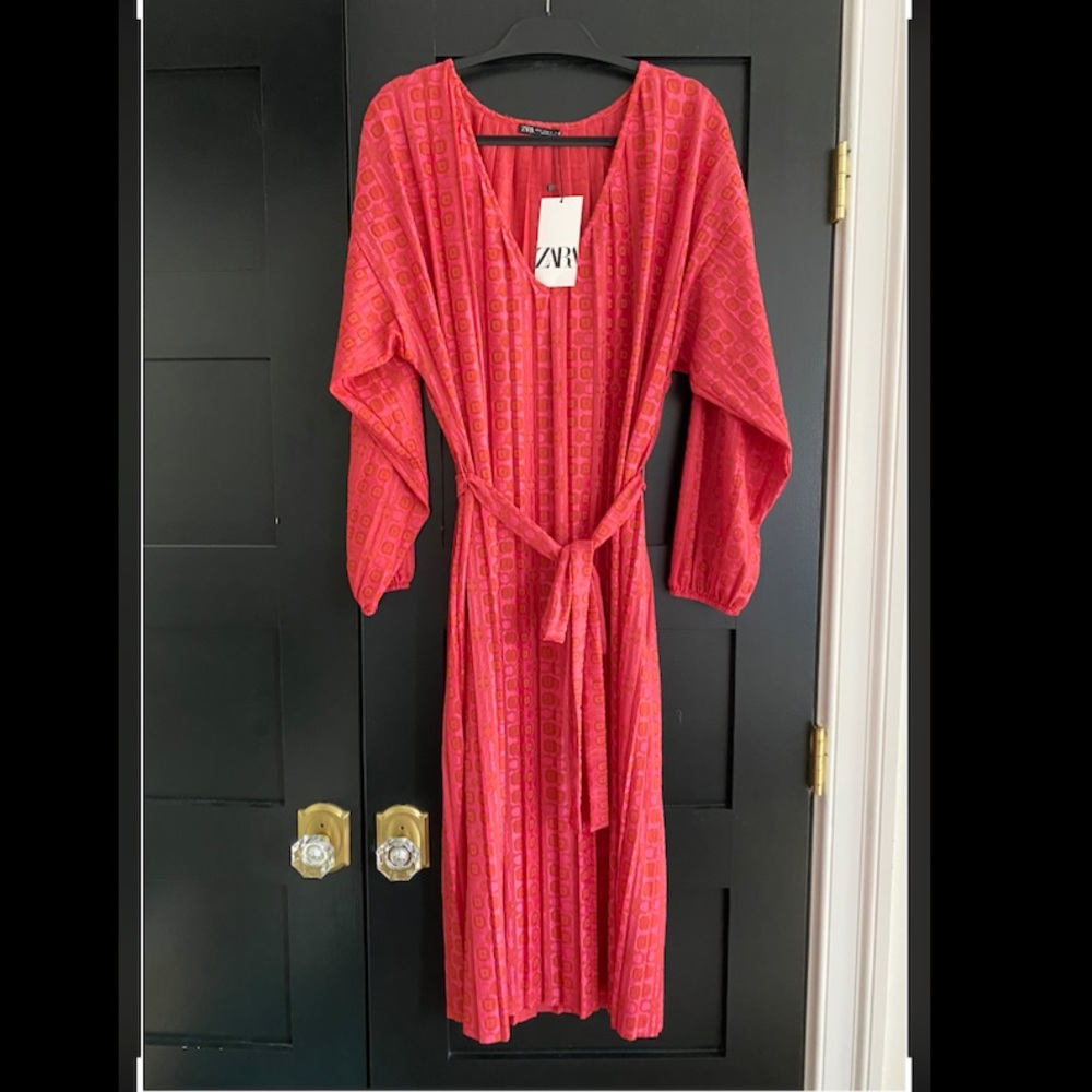 Pink Printed ZARA long sleeve dress